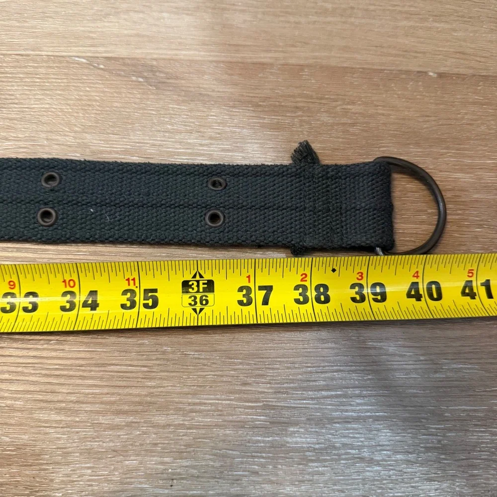 Cape Juby Mens Woven Web Belt D-Ring Buckle Charcoal Black 29 Utility Streetwear